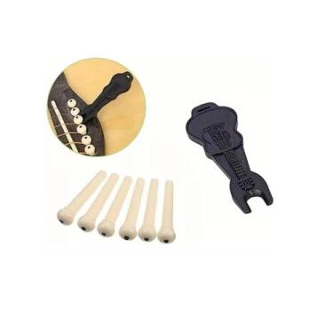 Imagem de Kit Pinos Branco Para Violão + Puxador Tennessee Novo - Liverpool