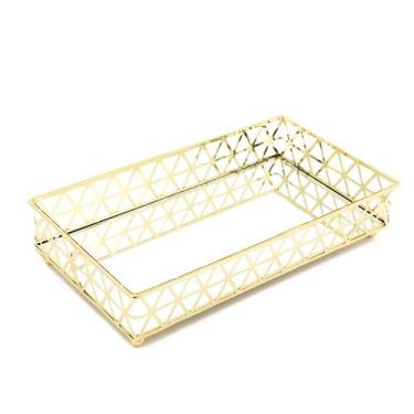 Imagem de Bandeja Retangular Louvre Ouro 24x13x5cm - Jolitex, Ouro