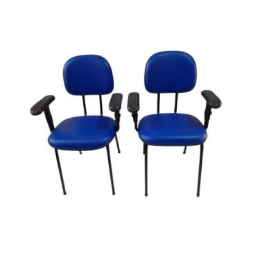 Imagem de Kit 2 cadeira palito com braço regulável  para recepção sala de espera