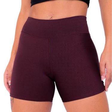 Imagem de Shorts Academia Feminino Suplex Básico Preto Donna Martins, Vinho, G