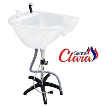 Imagem de Lavatório Portátil Branco com Pé Fixo para Cabeleireiro - Santa Clara