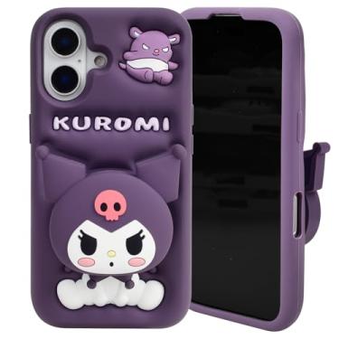 Imagem de MONEHOYSY Capa de desenho animado para iPhone 16 6,1 polegadas 2024, moda fofa 3D gatinho fofo kawaii silicone macio animal tectivo gel shock of gel capa traseira para crianças mulheres meninas