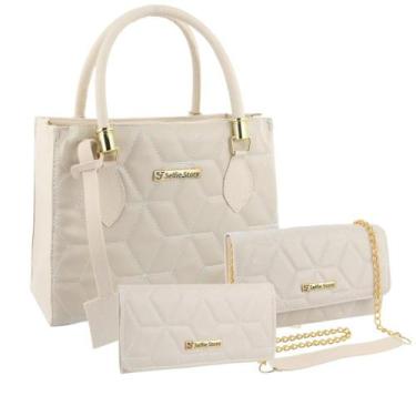 Imagem de Bolsa Feminina Grande Tote Casual + Bolsa Flap + Carteira - Selfie Sto