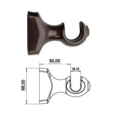 Imagem de Kit Suporte Plástico para Varão 19mm com Ponteiras - Bella Arte