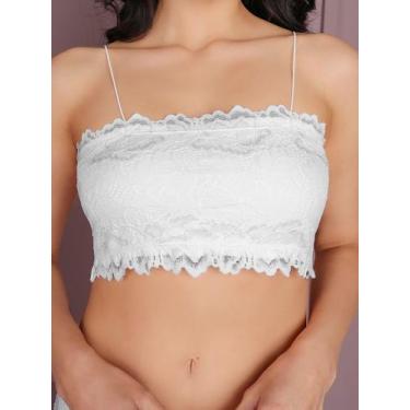 Imagem de top cropped faixa de renda com bojo  - ML, Branco, M