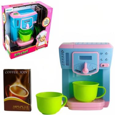 Imagem de Kit Brinquedo Infantil Cafeteira C/ Som Luz Acessórios - Eti Toys