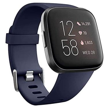 Imagem de Pulseiras de substituição compatíveis com Fitbit Versa/Versa 2/Versa Lite, pulseira de silicone ajustável clássica acessório pulseiras fitness para mulheres e homens, pequena e grande