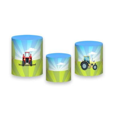 Imagem de Trio De Capa Cilindro - Fazendinha Trator no Campo 021 - Via Cores