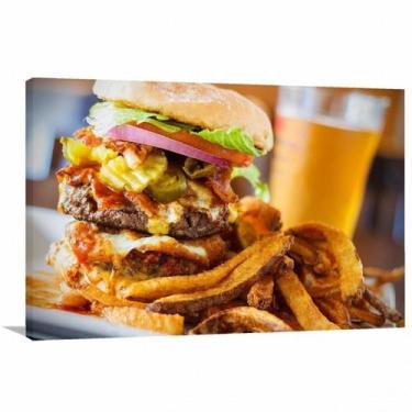 Imagem de Quadro Lanche Restaurante Lanchonete com Tela em Tecido - Wall Frame
