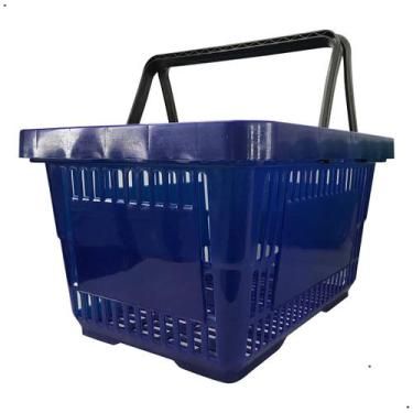Imagem de Cesta de Compras Plástica 16L - Azul - Plastex, Cesta de Supermercado