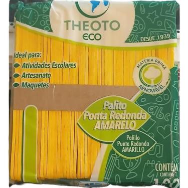 Imagem de 100 Palito Picolé Sorvete Ponta Redonda Theoto - 6 Cores, Amarelo