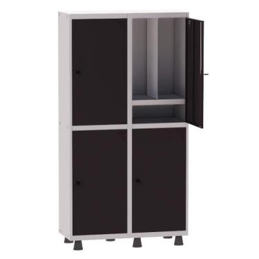 Imagem de Armário Guarda Volume Locker Roupeiro Insalubre 2 Vãos 04 Portas Com P