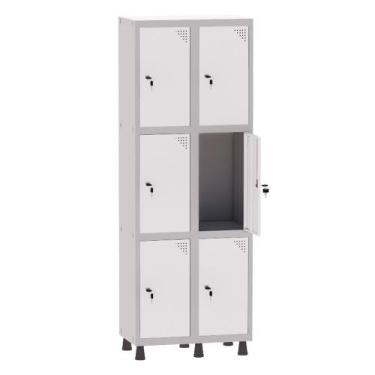 Imagem de Armário Guarda Volume Locker Roupeiro 2 Vãos 6 Portas Aço GRF502/6 Cin