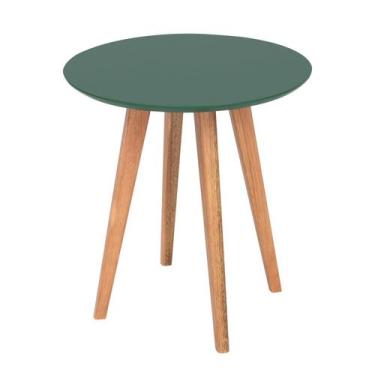Imagem de Mesa Lateral Elis em madeira maciça e Mdf - Bac Móveis, Natural/Verde