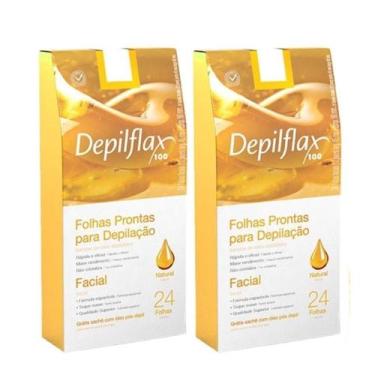 Imagem de 2 Caixas C/24 Folhas de Cera Depilatória Facial Natural - Depilflax