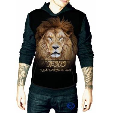Imagem de Moletom Leão de Judá masculino Jesus Gospel blusa Adulto - Alemark, GG