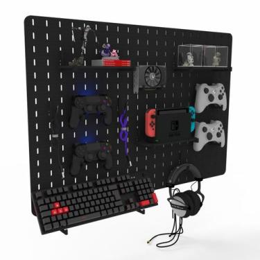 Imagem de Pegboard Mdf Organizador Setup Gamer Home Office Preto 59x89 - Customi