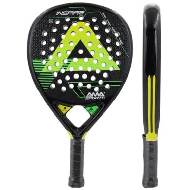 Imagem de AMA SPORT Raquete de padel com superfície de fibra de carbono 3K com memória EVA Flex Foam Core Raquete de tênis de padel leve (verde 3K)