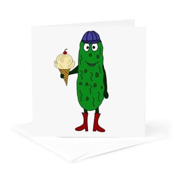 Imagem de 3dRose Cone de sorvete divertido e fofo comendo sorvete – Cartão de felicitações, 15,24 cm x 15,24 cm, único (gc_255752_5)