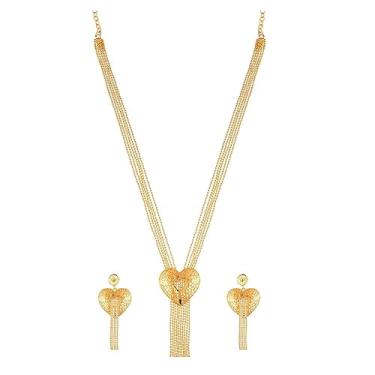 Imagem de Efulgenz Conjunto de joias estilo indiano Bollywood Fashion Gold Tone Wedding Bridal Tassel Gargantilha Colar Brincos, Cobre, não conhecido