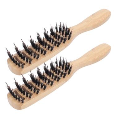 Imagem de 2 PCS Pente de Cabelo Modelador, Estilistas de Cabelo Pente de Estilo Profissional Escova de Cabelo de Bambu, Pente de Imitação de Cabelo de Animal Com 9 Linhas Ollow para Homens