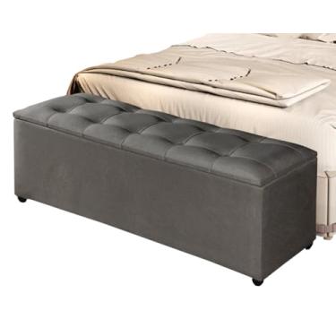 Imagem de Recamier Baú Para Quarto Moderno Luxo Divã Banco Milão 1,30m Puff Guardar Sapateira Enxoval Solteiro