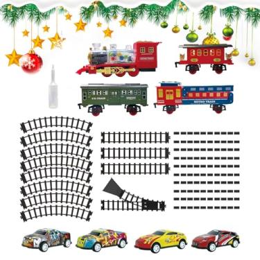 Imagem de Conjunto de trem elétrico para meninos, conjunto de trem modelo,Conjunto de trem clássico brinquedo de trem de som elétrico - Kit ferroviário movido a bateria, brinquedo de Natal para meninas e menino