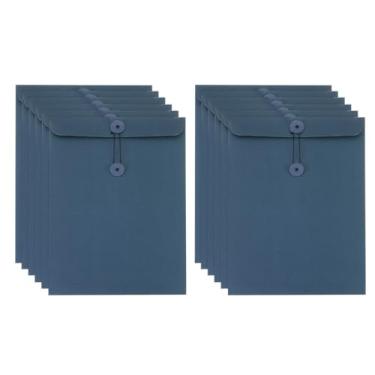 Imagem de PATIKIL Envelope de papel kraft com fecho de amarrar, 12 peças, envelope vintage A4, pasta de arquivos, para escritório, escritório, casa, cartão, armazenamento, organização de documentos, azul