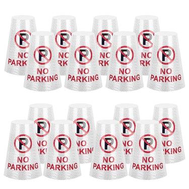 Imagem de BATTIFE Pacote com 16 Coleiras Refletivas Brilhantes "Proibido Estacionar", Mangas de Mensagem Cônicas para Cones de Segurança de Trânsito, Placas de Alta Visibilidade de 360° para (Pacote Com 16 Unid