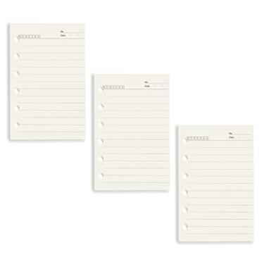 Imagem de Refil de papel pautado A7, pacote com 3, folhas soltas, 6 furos, enchimento de papel para agenda, 120 folhas/240 páginas, papéis de caderno para diário de viagem A7