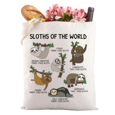 Imagem de Gzrlyf Sacola de preguiça para amantes de preguiça presente com tema de bicho-preguiça reutilizável sacola de compras, Preguiças do mundo, Large