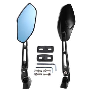 Imagem de INFINAUTO Espelhos retrovisores de motocicleta Suporte de espelhos laterais frontais para Suzuki GSXR 600 750 1000 plástico de alumínio preto ajustável