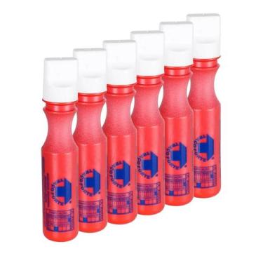 Imagem de Kit 6 Marcador Industrial 2Mm 60Ml Lwb0700  - Traço Forte, Vermelho