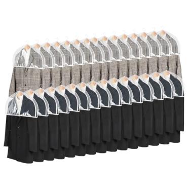 Imagem de Zilink Capas De Ombro Transparentes Para Roupas (Conjunto De 30) Protetores De Capa De Poeira Para Roupas Respiráveis Com Reforço De 2" Para Ternos, Casacos, Jaquetas