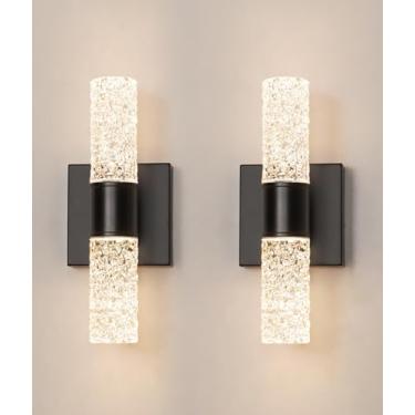 Imagem de Ditoon Luminária De Parede Preta, Conjunto De Duas Luminárias De Parede De Cristal Led, Iluminação De Arandelas De Banheiro, Luminária De Parede Led Para Penteadeira, Luzes De Parede Internas Modern