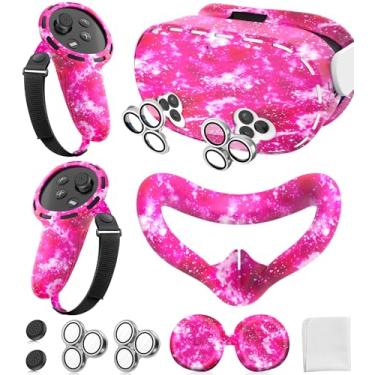 Imagem de Silicone Cover Set Compatible with Meta/Oculus Quest 3s Accessories, Silicone Face Cover, Controller Grip Cover, Camera Lens Protector, VR Shell Cover, Protective Lens Cover, Not Fit Quest 3