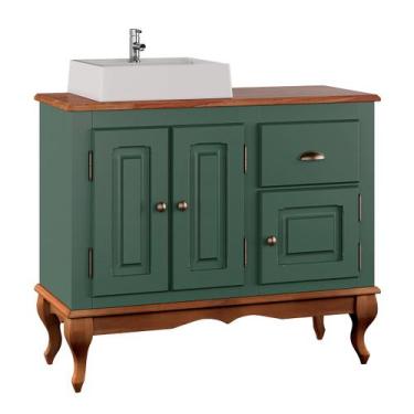 Imagem de Gabinete para Banheiro com Cuba Dália 3066 - Linz Móveis, Verde Musgo/