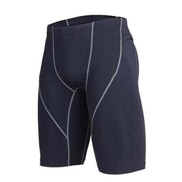 Imagem de Beroy short masculino de compressão para treino, atlético, treino, esporte, camada de base com um bolso, Grey Line, Large