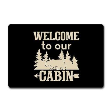 Imagem de Bem-vindo à nossa cabine capacho engraçado - Tapete de boas-vindas de borracha antiderrapante de 60 x 40 cm para porta da frente, tapete de entrada com design bem-humorado - uso interno/externo