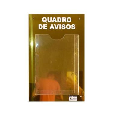 Imagem de Quadro De Aviso e Gestão 1 Display A4 ACM Dourado - DC Express