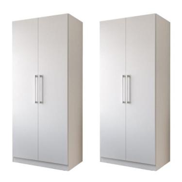 Imagem de Kit 02 Armário Multiuso Grande 100% em MDF Rimo Branco - Móveis Rimo