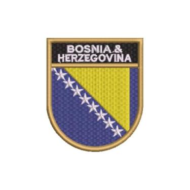 Imagem de BP0438E-001 Bandeira Bósnia Herzegovina Patch Bordado 6,8×8,0 cm (D- Arquivo Matriz para bordar.)