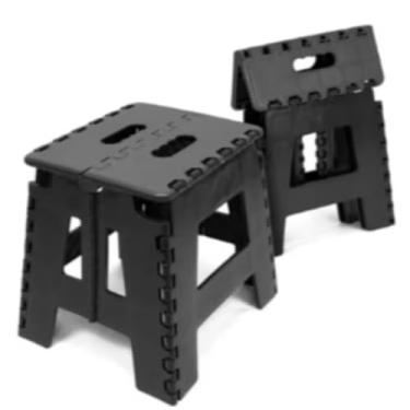 Imagem de Banquinho Dobrável Portátil, Plástico Reforçado, Suporta 100kg, 32x25x42,5cm, Preto