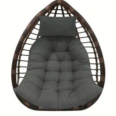 Imagem de BCKNT Almofada de assento de cesta suspensa espessa com encosto de cabeça, almofadas de cadeira de balanço de rede, almofada de cadeira de pátio de ovo macio com algodão PP de alta elasticidade, para