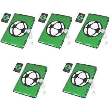 Imagem de Housoutil Diário De Futebol Com Lantejoulas E Diário Com Estampa De Futebol De 5 Peças Diário Infantil Verde Para Meninos E