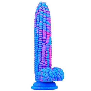 Imagem de WEMAY Brinquedo Adulto Colorido Do Sexo Do Milho Grande Da Grão Do Vibrador Com Ventosa Forte 8 Polegada Vibradores Vegetais Macios Flexíveis-Contagem Azul 1.0