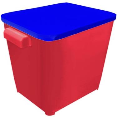 Imagem de Caixa Porta Ração Container de Plástico com Tampa, Vermelho e Azul, Grande Capacidade para Armazenamento 6KG Furacao