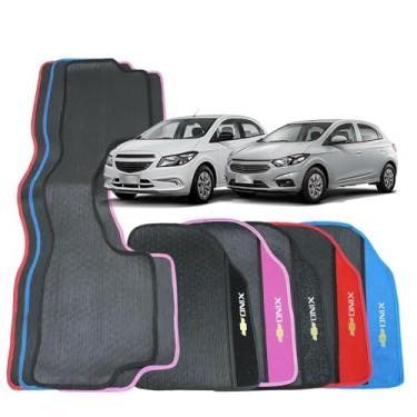 Imagem de Tapete Automotivo Onix 2013 a 2019 Borracha 3 Peças Detalhe em Carpete Personalizado Onix LT LTZ Joy (Rosa)