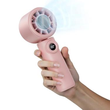 Imagem de CIVPOWER Ventilador portátil: Pequena placa de resfriamento de gelo portátil - 4000mAh recarregável 100 engrenagens turbo de alta velocidade 10500 RPM - bateria dobrável pessoal operada para viagens