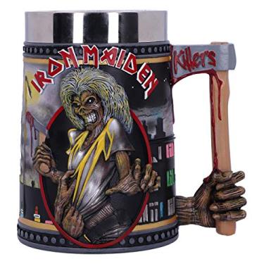 Imagem de Nemesis Now Regata de banda de metal, caneca de cerveja pintada à mão, inserção removível de aço inoxidável, produtos colecionáveis para fãs de música hard rock, 16 cm - Iron Maiden Killers